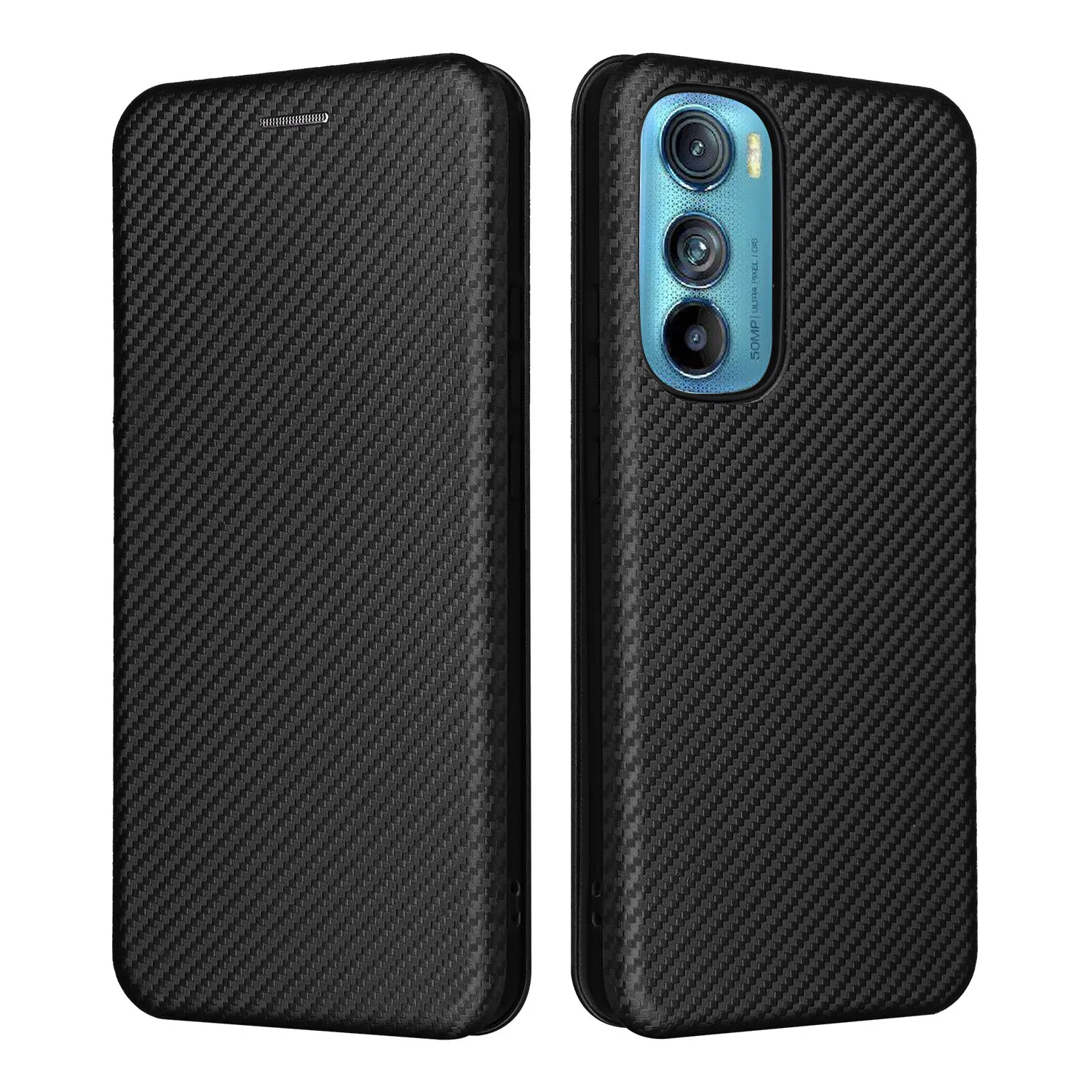 

Flip carbon fibre Skin Leather Cover For Motorola Edge 20 30 Lite Fusion (2021) S Pro Edge+ 5G UW (2022) S30 X30 Card Slot Case