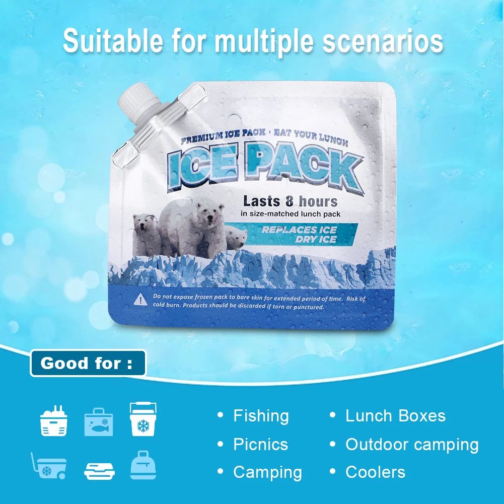 10/8/6/4/2PCS Gel Water Filled Ice Pack Up To 48 Hours Cold Freezer Packs Long Lasting Gel Ice Bag for Camping Fishing