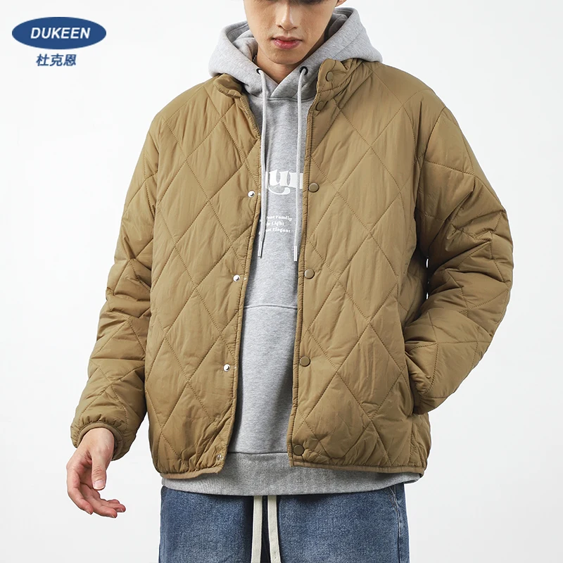 Stitched Cotton Jacket Men's Winter Vintage Solid Color Jacket Thickened Stand-Up Collar Baseball Suit cotton jacket