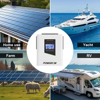POWGROW 12KW 48V Onduleur hybride hors réseau à onde sinusoïdale pure, double MPPT, entrée PV 60-450V, charge 160A, surtension 15000W, commutation 24KW 10ms, fonctionne sans batterie, UE 6