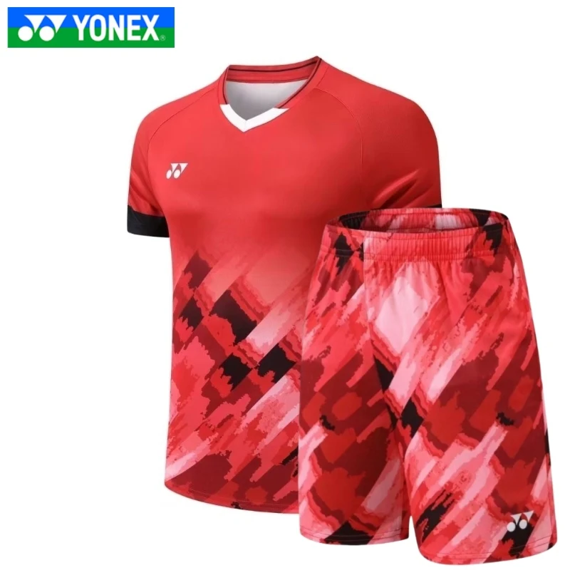 Yonex Men's Badminton Shorts and T-shirt Uniform Competition Training Suit Quick-drying Breathable Sweat-absorbent Short-sleeved