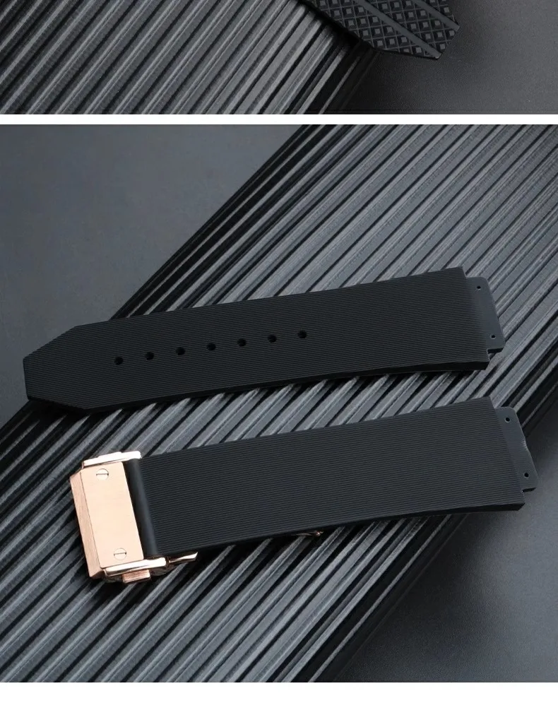 Uhrenarmband für HUBLOT BIG BANG Classic Series 17mm-25mm Gummi Schwarz Blau Uhrenarmband Wasserdichtes Silikon Uhrenzubehör – Detail 10