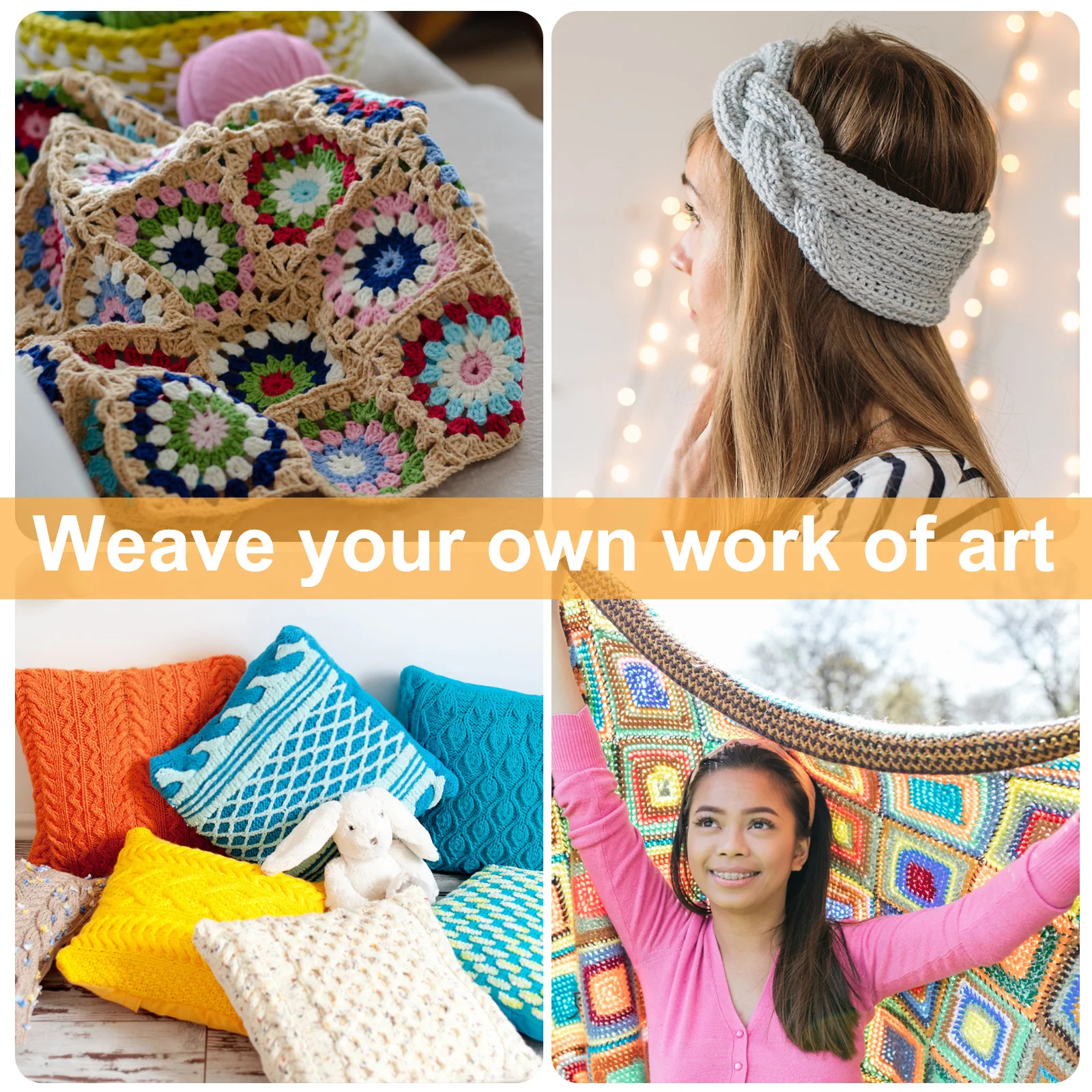 لوح حجب كروشيه مقاس 9.8/11.4 بوصة مزود بـ 20 قضيبً...