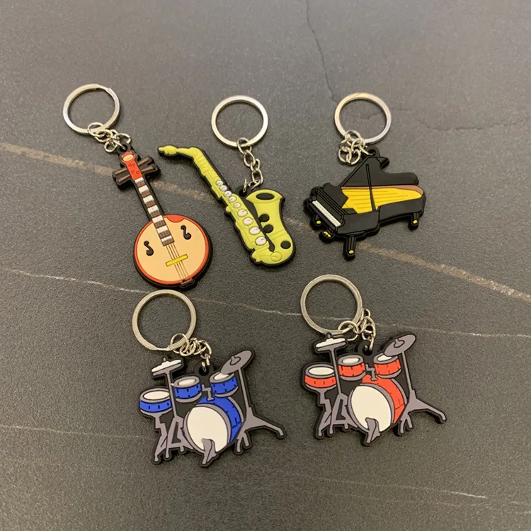 Silicone Guitar Keychain - Cartoon Musical Instrument Gift Pendant