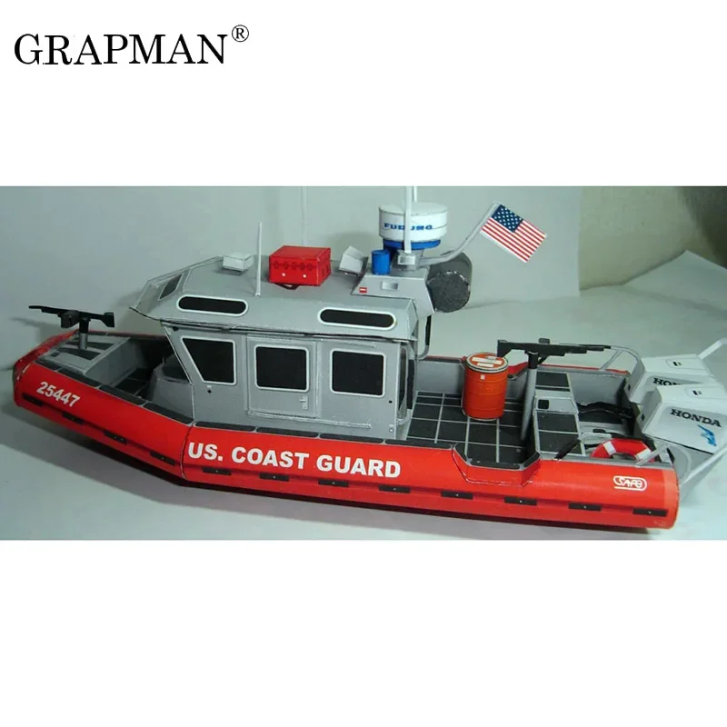 3D Paper Model Paper Jigsaw Puzzle Military Ship Model US Coast Guard Speedboat DIY Military Warship Origami 3D Paper Model Puzzle Handmade Papercraft