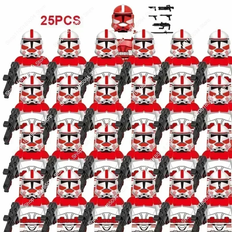핫토이즈 25피스 스타 스톰트루퍼스 212번 공격대대 병사들 빌딩 블록 브릭 스타 액션 피규어 워즈 장난감 어린이 선물