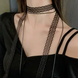 Elegant Gothic Lace Bowknot Choker Necklace - Aesthetic Fashion Jewelry (Black)
