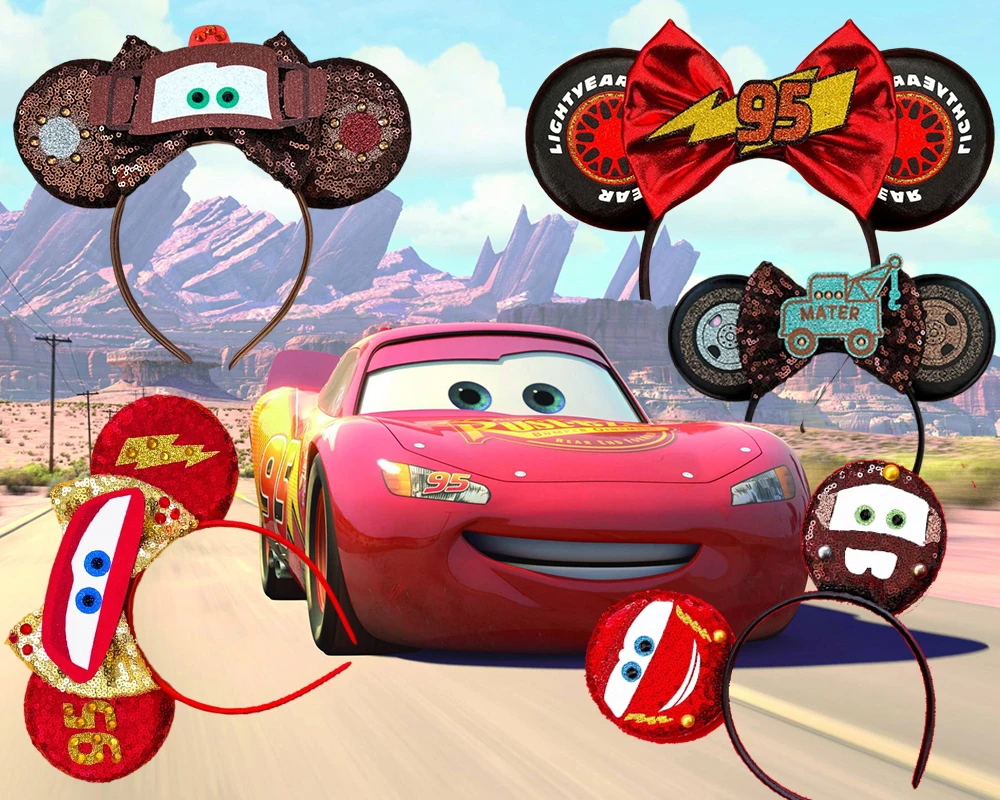 

Disney Cars Ears Lightning McQueen Headbands Women Girl Cute Mater Hairbands Sequin Bow Levin 95 Hair Accessories Kids Boys Gift