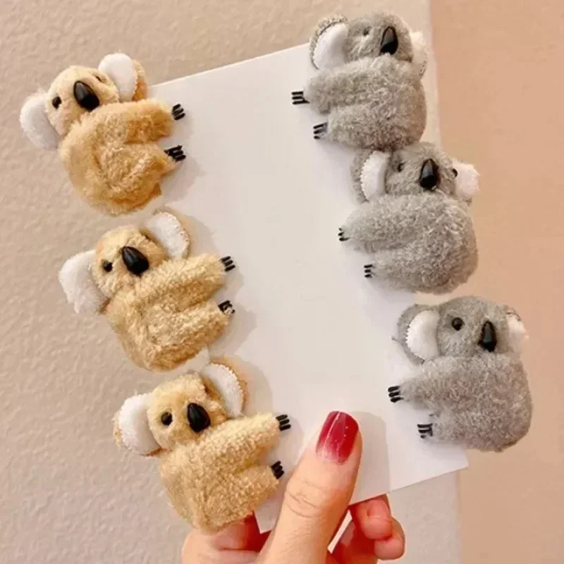 Cute Fluffy Koala Bear Hair Clips, Super Soft Plush Animal Hairpins, Koala Claw Barrettes for Women & Girls, Hair Accessories