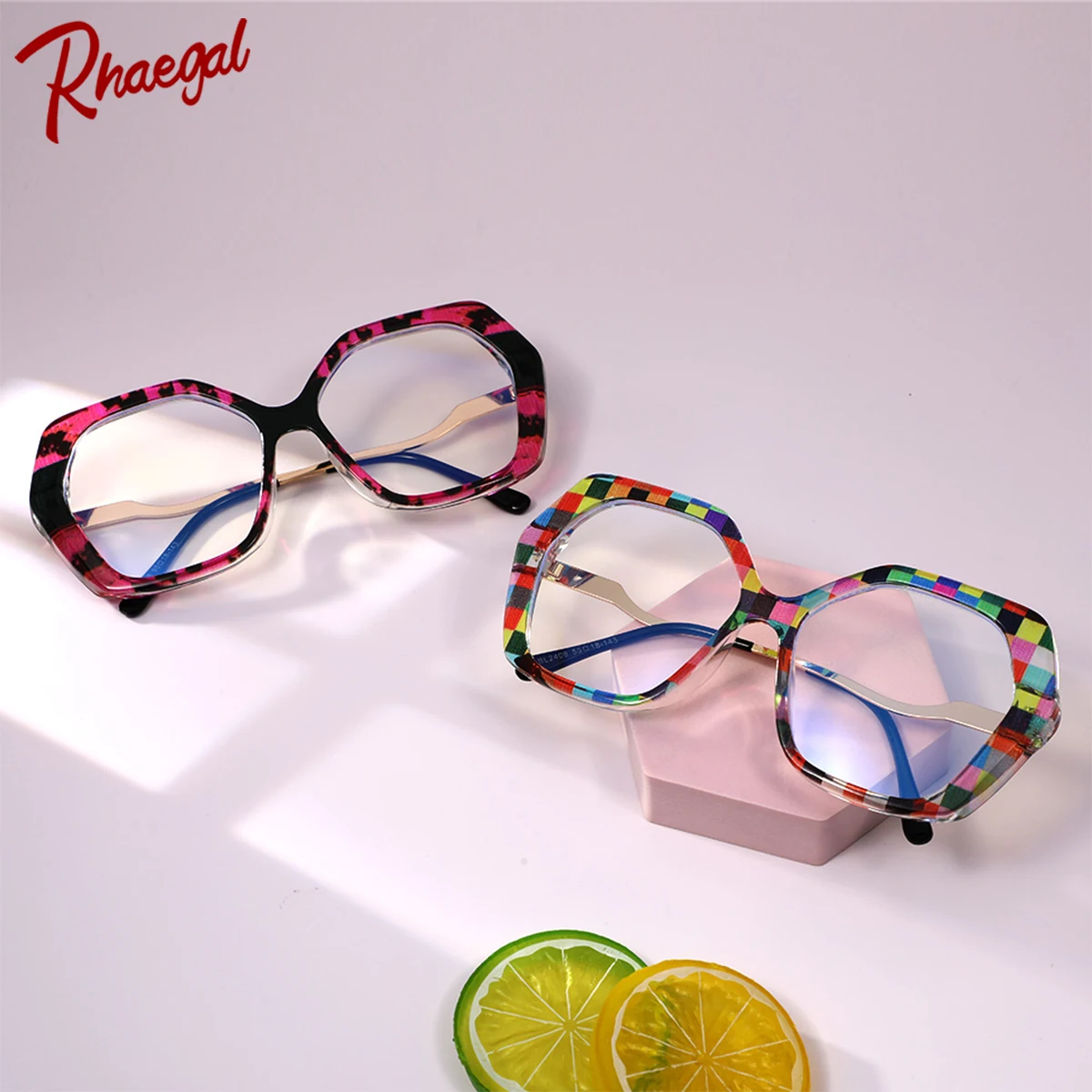 Anti Blue Light Glasses Fashion Eyeglasses Rhaegal Rainbow Hexagon Metal Frame
