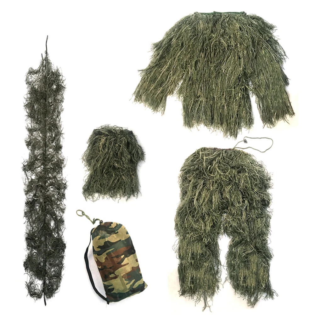 Ghillie Suit 5Pcs/Set Camouflage Ghillie Suit With Jacket Pants Hood