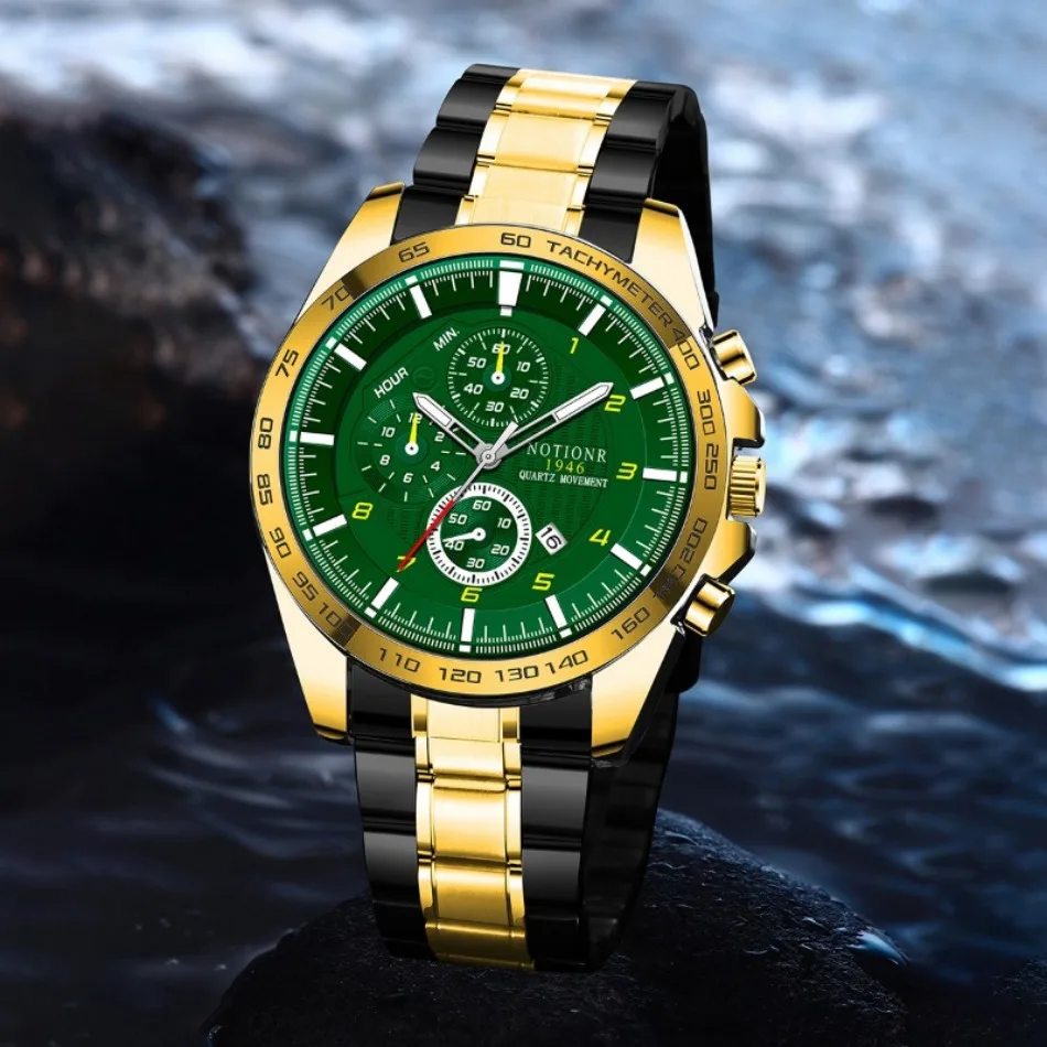 New Fashion Trend Men's Quartz Watch Luxury Classic Stainless Steel Band Men's Watch Calendar Wristwatch 3