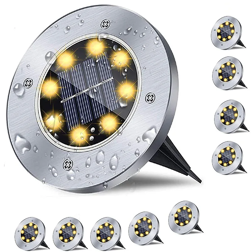 Solar Ground Outdoor Light Waterproof for Pathway Garden Path Yard Landscape Garden Fence Disk Lights Luces Para Patio beams miniature stage light tool safety mix tool hanging strobe music waterproof stage light ramp luces navidad dance floor