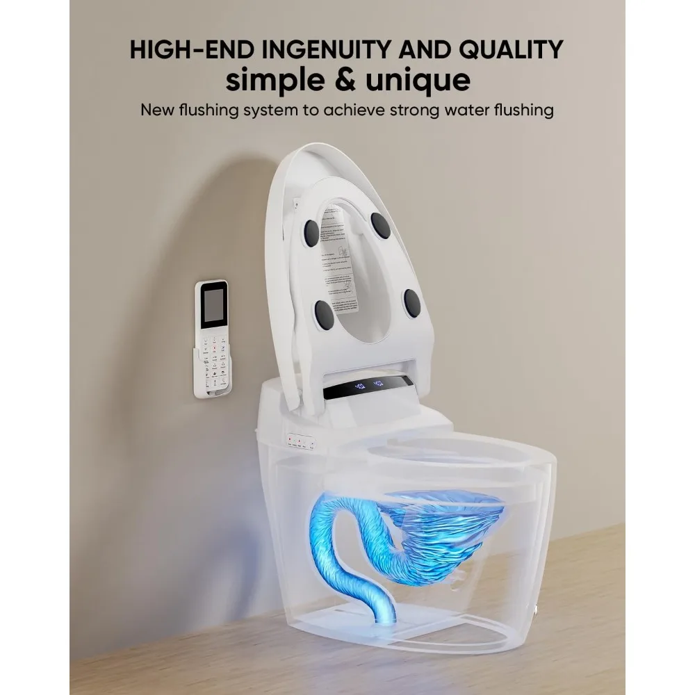 Smart Toilet with Bidet Built in, for Bathrooms with Foot Sensor Automatic Flush, Elongated Heated Bidet Seat, Warm Water,Dryer 3