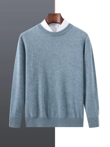 Basic 100% Merino Wool Men's Sweater Autumn Winter Male Knitted Pullover Long Sleeve Clothing Tops Cashmere Blouse O-Neck Fleece - Image 2
