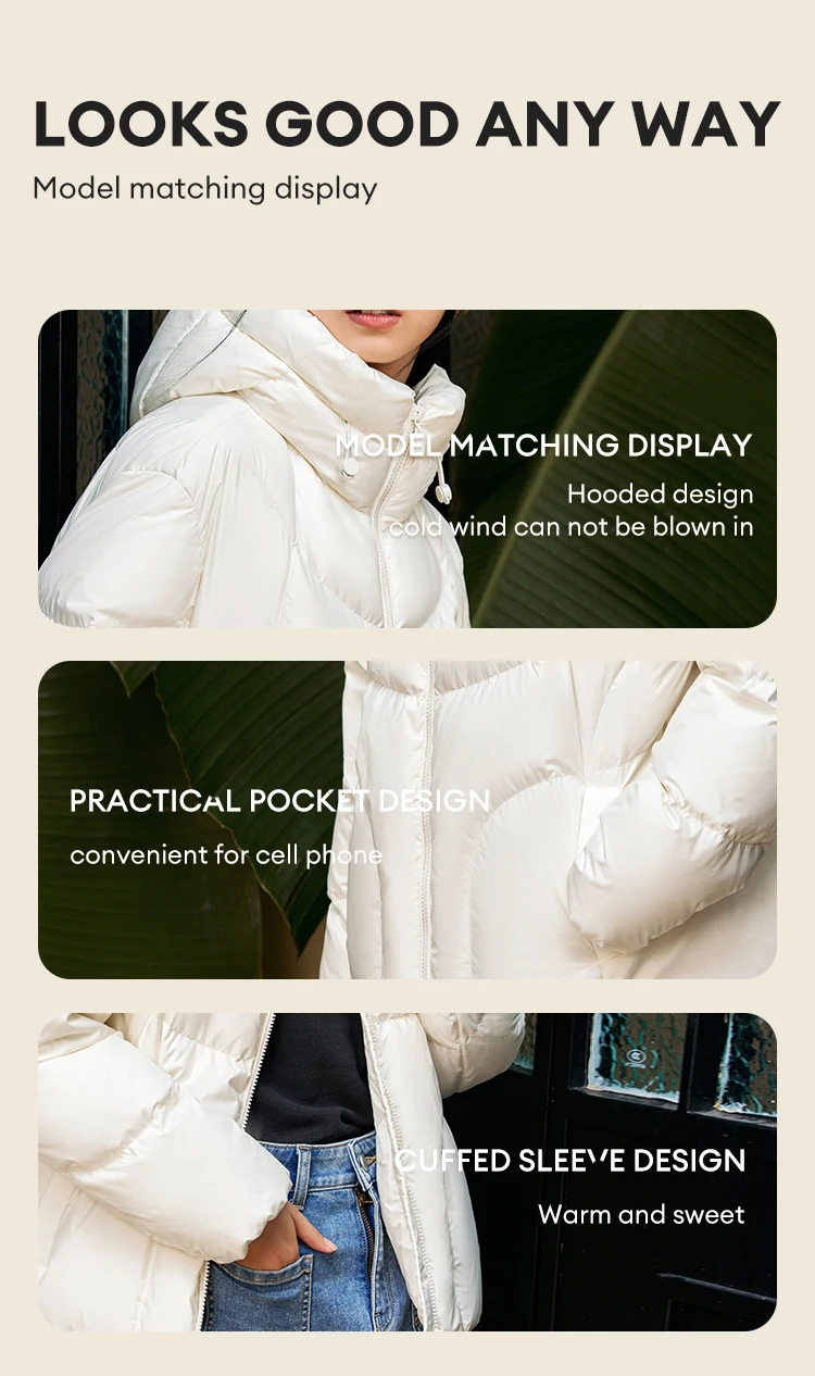 Down Jacket Women Mid-Length Waterproof and Warm Winter Oversize Hooded Versatile Coat