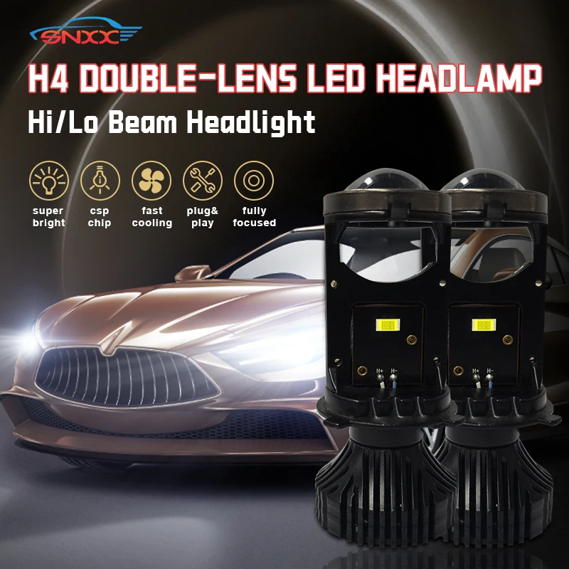 

SNXX H4 Car LED Headlight Auto 9003/HB2 H4 LED Mini Projector Lens High/Low Beam Spotlight Turbo Fan Car Motorcycle Lamp