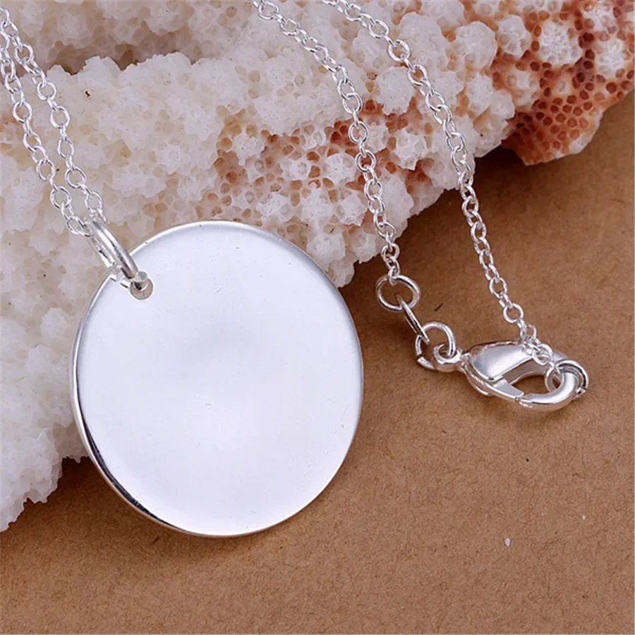 

Special offer 925 Sterling Silver Round card Pendant Necklace For Women Christmas gifts fashion party wedding Jewelry