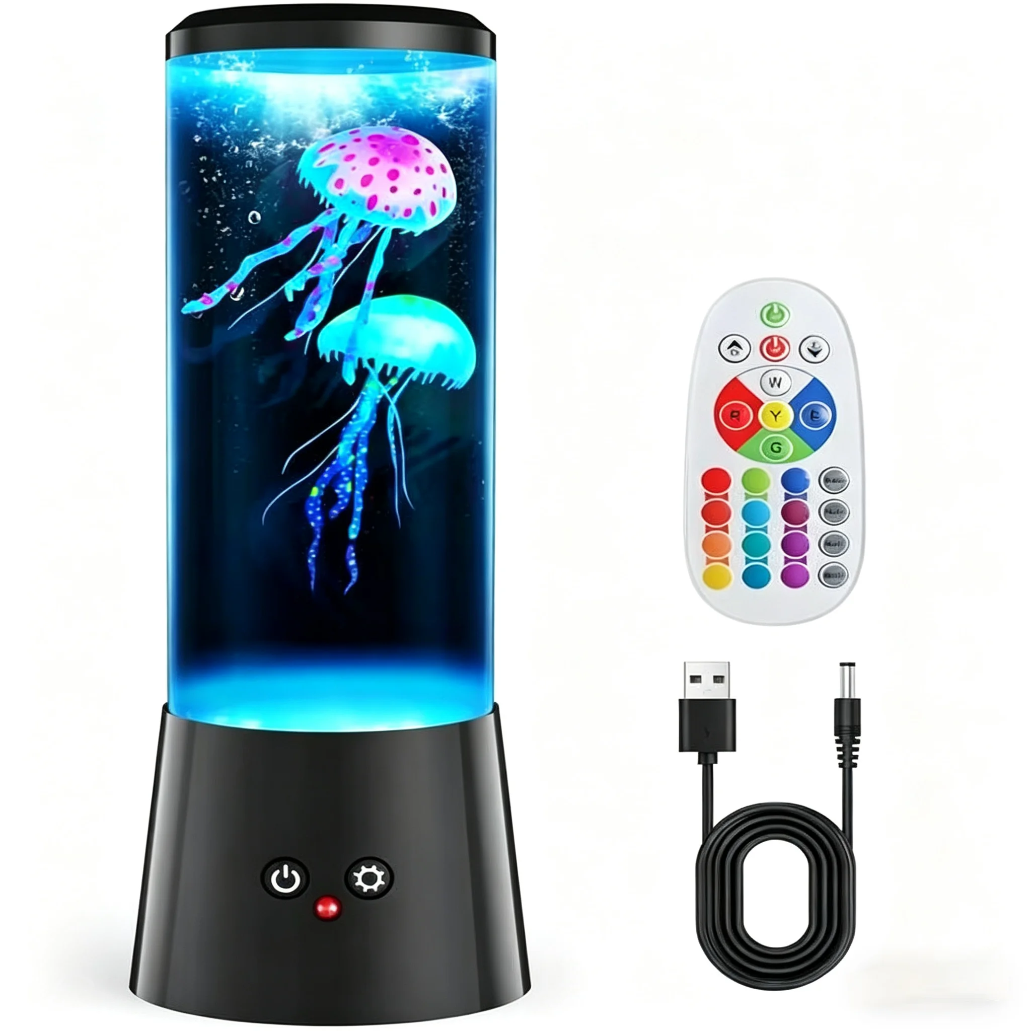 해파리 라바 램프, 수족관 해양 야간 조명, 7색 LED 해파리 무드 조명, 가정용 침실 데스크탑 장식 선물