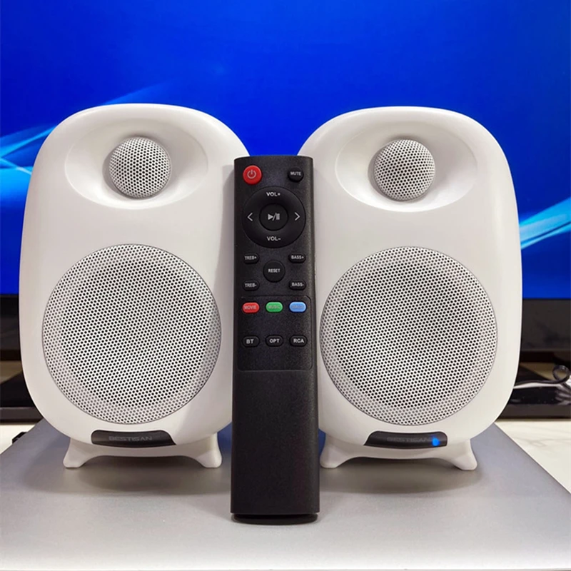 50W Gaming Bluetooth Speaker Bookshelf 4-inch Active Subwoofer HiFi Home Theatre Sound System With Bass Effect OPT RCA For PC TV