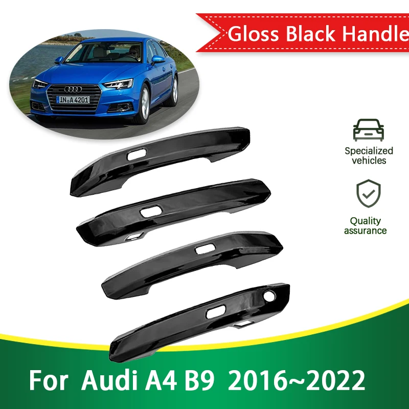 

for Audi A4 B9 8W 2016~2022 Gloss Black Door Handle Cover Creative Sticker Trim Car Accessories Gadget 2017 2018 2019 2020 2021