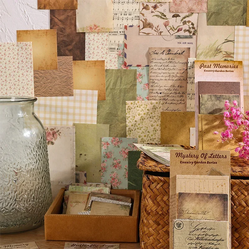 Journamm 60pcs/pack Aesthetics Materials Paper Creative Stationery DIY Scrapbooking Decor Journaling Floral Background Paper 2