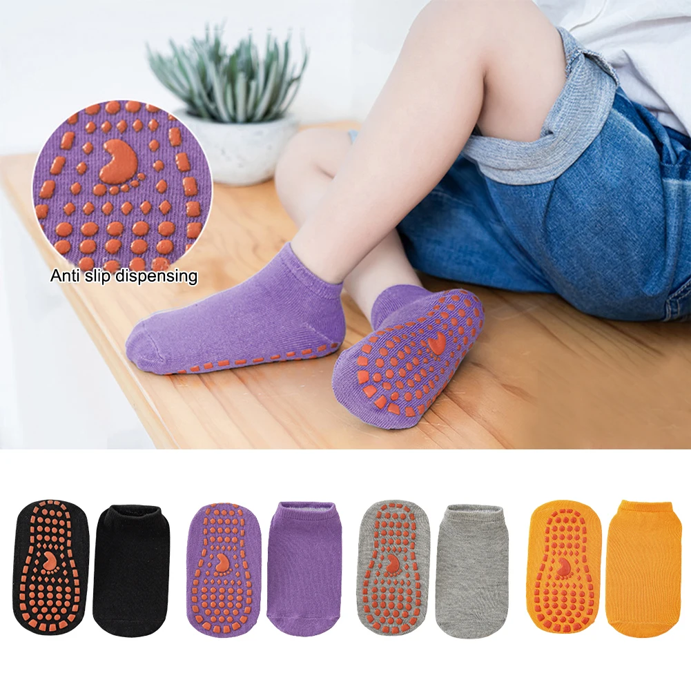 Trampoline Sock Breathable Ankle Socks Solid Color Parent-Child Socks Comfortable for Yoga Barre Pilates