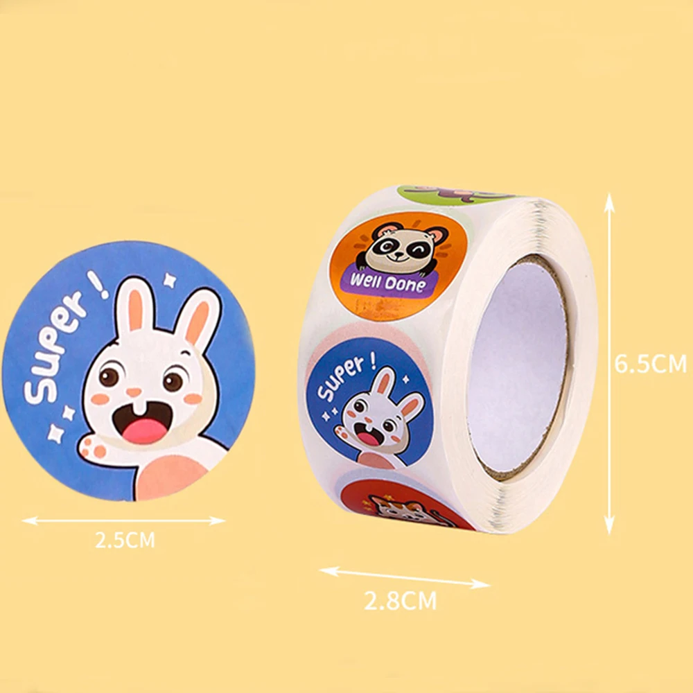 

100-500pcs New Sticker Animals Reward Sticker For Kids Cute Pattern School Teacher Supplies 1 Inch Kawaii Encourage Sticker