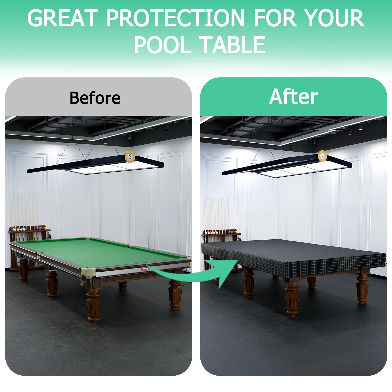Billiard Pool Table Covers with Drawstring Pool Table Waterproof and Tearproof Cover for Billiard /Rectangle