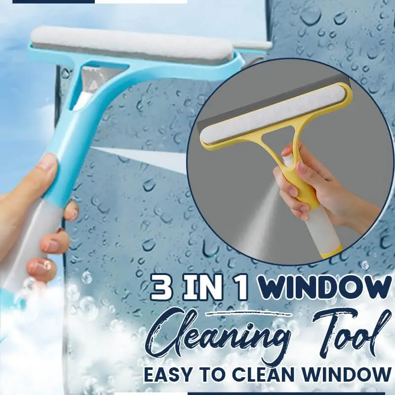 3 in 1 Window Cleaning Tool for Car Indoor Outdoor High Windows,Car  Squeegee for Window Cleaning (Blue)