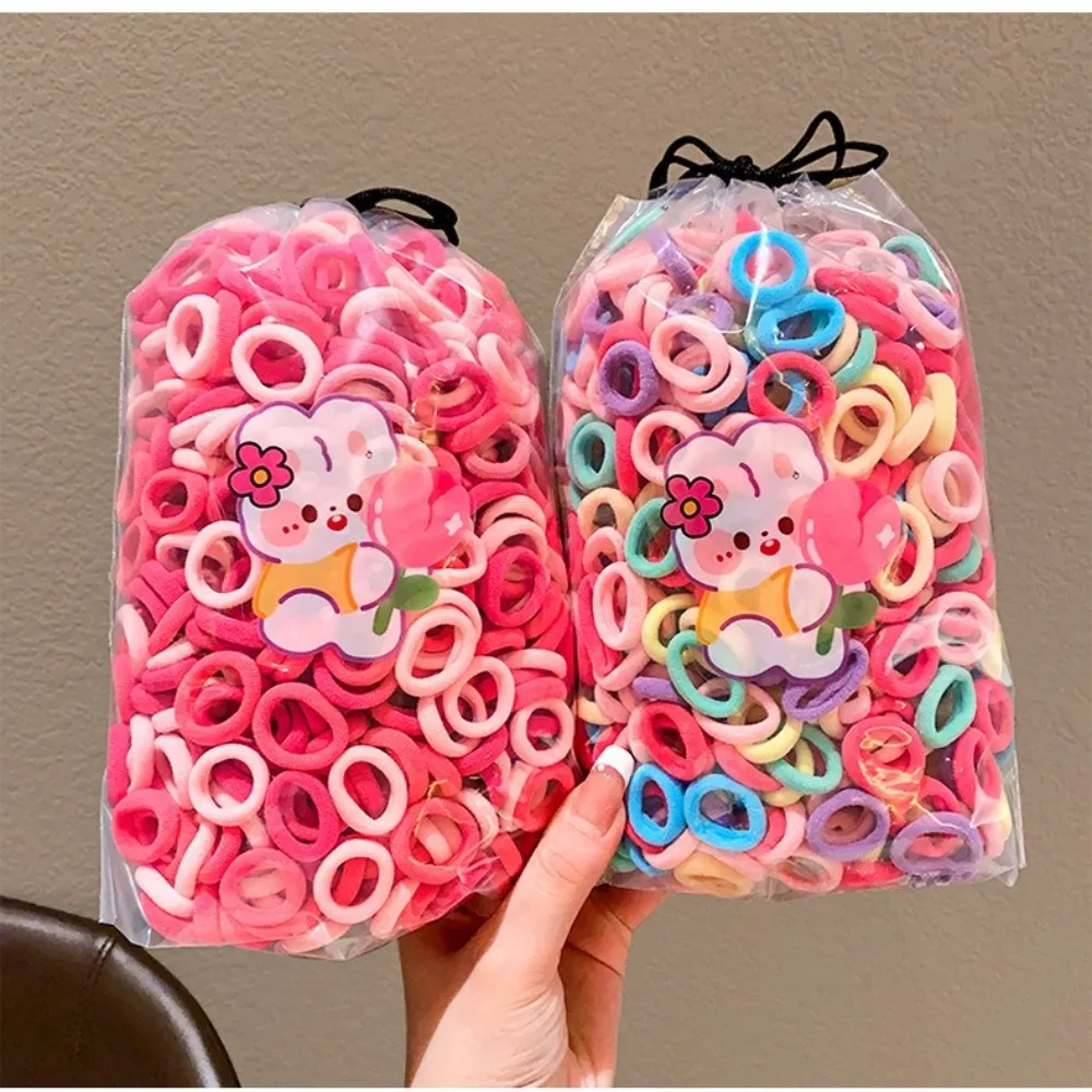 100 stücke kinder Stirnband Set Koreanische Finger Haar Krawatte Candy Farbe Haar Seil Nette MIni Keine Schaden Haar Ring kind Kopfbedeckungen – Detail 9