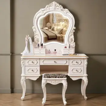 Trucco Vanity Toletta Comò per camera da letto Trucco Vanity Desk Organizer Baule del tesoro Ragazze Tocadores Tavolo confortevole 1