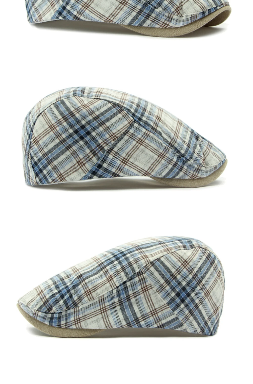 HT4696 Baskenmütze für Männer Frauen Frühling Sommer Sonnenhut Baskenmütze Kappe Vintage Plaid Künstler Maler Baskenmütze Hut Männlich Weiblich Retro Ivy Flache Kappe – Detail 8