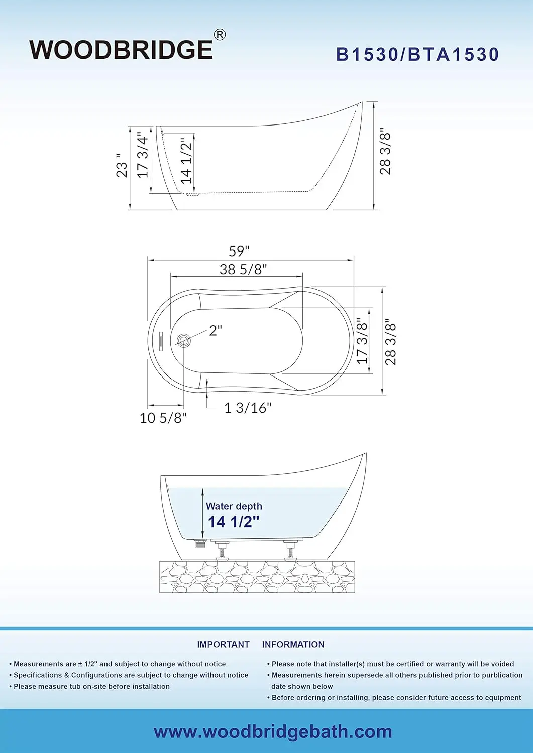 59" Acrylic Freestanding Bathtub Contemporary Soaking White Tub with Chrome Overflow and Drain White Non Slip Design
