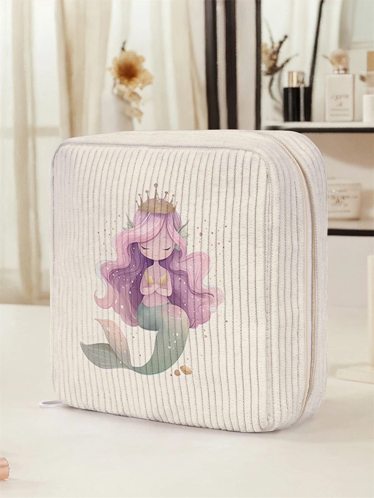 Mermaid pattern printed sanitary napkin storage bag, women's lightweight tissue bag, sanitary tissue bag