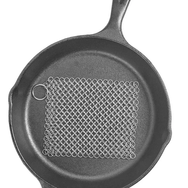 Premium Stainless Steel Cast Iron Cleaner & Scrubber Brush for Skillets, Griddles, Pans, and Grills