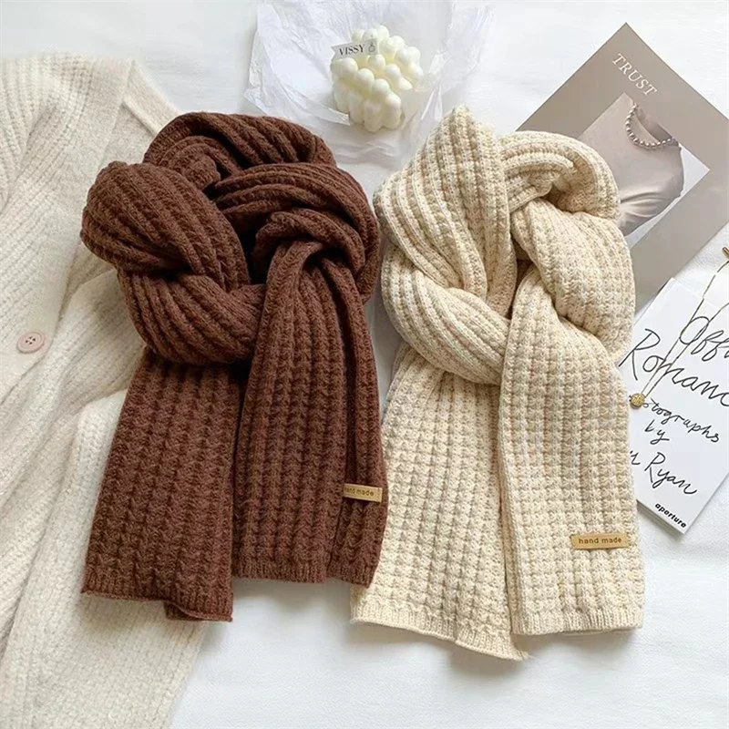 Winterschal für Damen und Herren, dicker Zopfmuster, klobiger langer warmer Schal für Reisen, Büro, warme Kaschmirschals, Halstuch – Detail 16