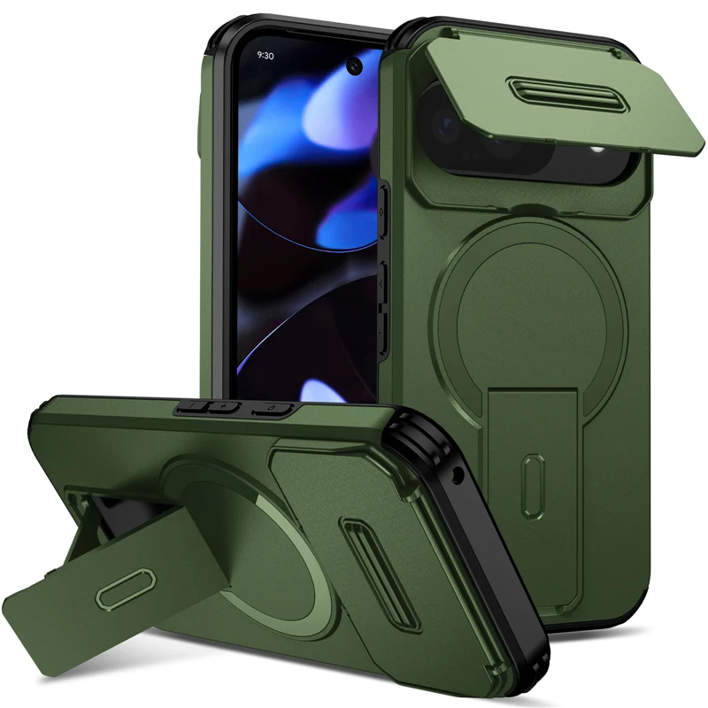 Armor Magnetic Wireless Charging Shockproof Case with Magsafe and Bracket Cover