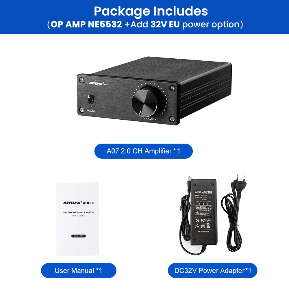AIYIMA A07 TPA3255 パワーアンプ 300Wx2 クラス D ステレオ 2.0
