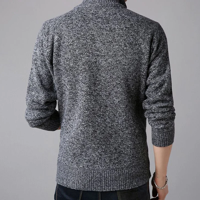 Autumn Winter Sand Collar Loose Casual Cardigan Sweater Male Thick Warm Add Velvet Knitting Coat Homme All-match Zipper Outwear