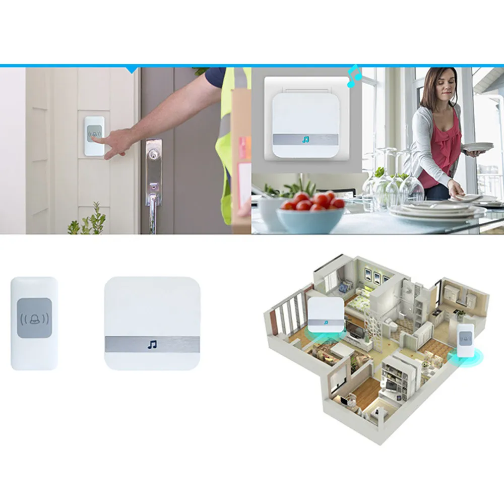 AC90-250V Smart Wireless Doorbell chime Wireless WiFi Home Welcome Doorbell US EU Waterproof 300m Remote Smart Door Bell Chime