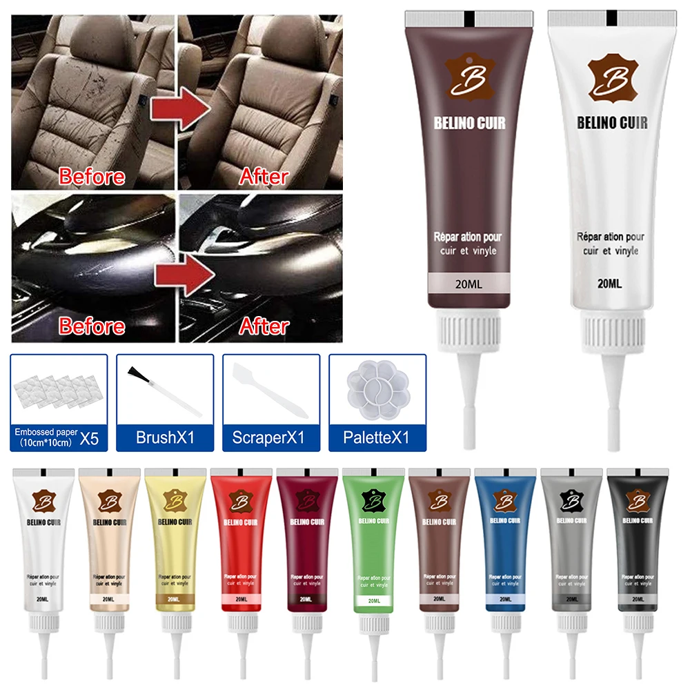 Leather Repair Gel Leather Repair Kit Car Scratch Remover 20ml Car Care Kit Liquid Leather Skin Refurbish Repair Tool Auto Seat Sofa Coats Holes Scratch Cracks Restoration Black For Car