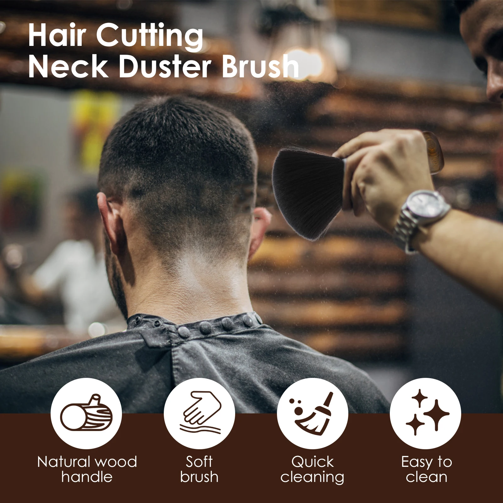 Wooden Handle Hair Brush for Salon Barber Cutting