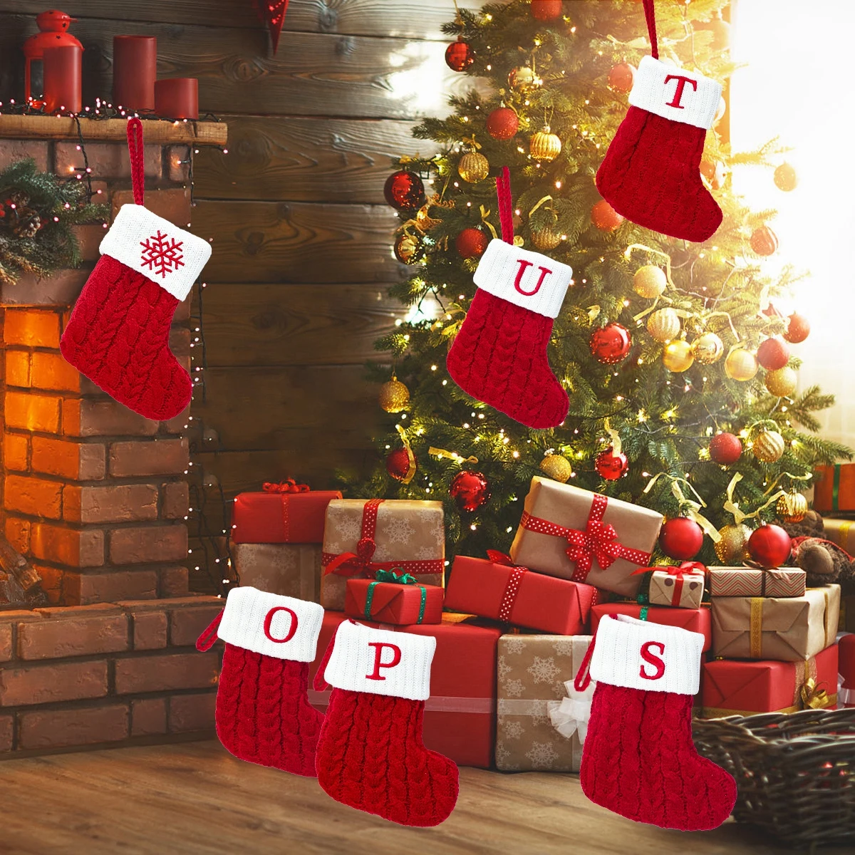 Christmas Decorations Socks Red Snowflake Alphabet Letters Merry Christmas For Home Xmas Navidad Natal Gifts New Year
