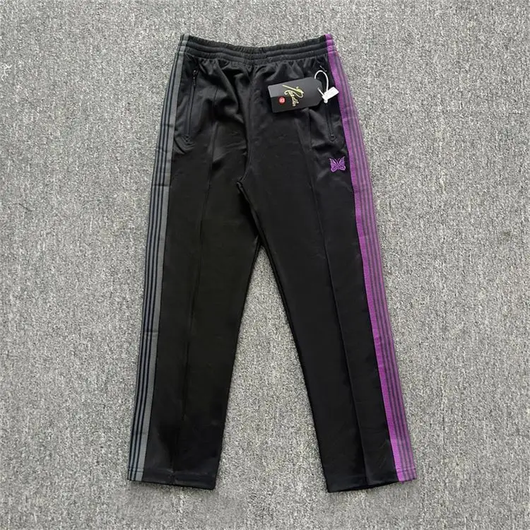 

Needles Track Colored Butterfly High-end Casual Sports Pants, Japanese Trendy Straight Leg Pants for Men and Women