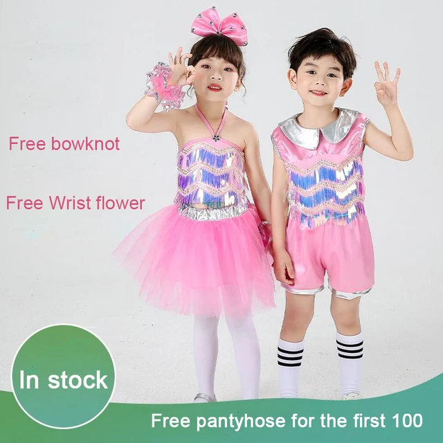 Children’s Day Kindergarten Children’s Performance Clothes Jazz Modern Dance Sequins Glitter Performance Dance Costumes for Kids