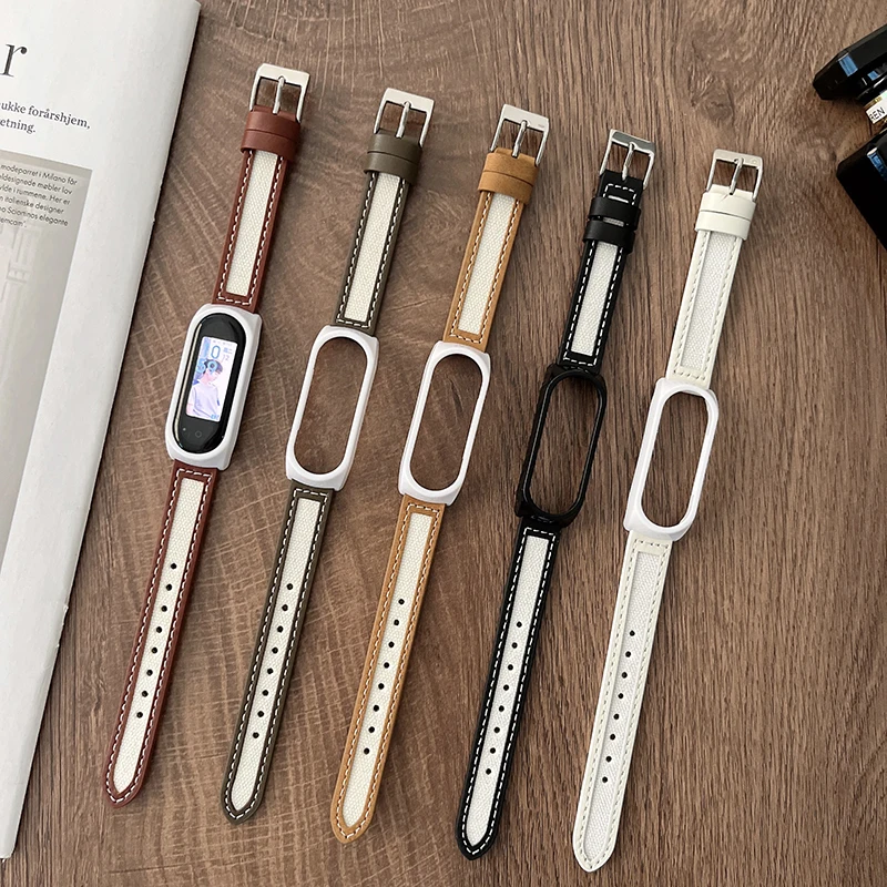

Leather Bracelet For Xiaomi Mi band 7 strap Sport Smart watch wristband replacement bracelet correa for mi band 7 Nylon strap