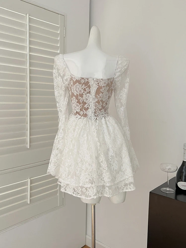 Spring Women French Vintage Square Collar Mini Lace Dress Birthday Frocks Ballet Core One-Piece 2000s Aesthetic Evening Party - AliExpress 200000345 Spring Women French Vintage Square Collar Mini Lace Dress Birthday Frocks Ballet Core One-Piece 2000s Aesthetic Evening Party - AliExpress 200000345