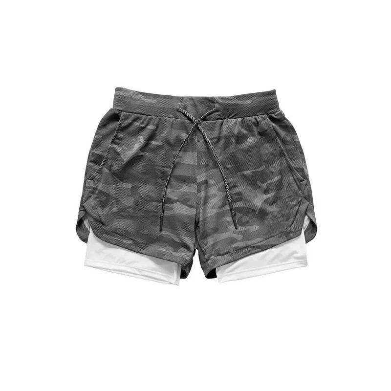 The New Crazy Muscle Men's Sports Shorts Outdoor Casual Running Training Multi-Pocket Loose-fitting Double-decker Fitness Pants