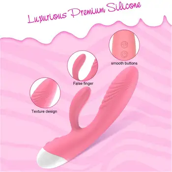 Dual Motor Heating Vibrator  Female G Spot Clitoral Masturbation  AV Massager 10 Frequency 10 Speeds  Dildo Rabbit Vibrator 2